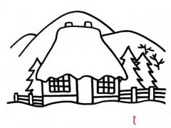 有关冬天的风景简笔画，雪景简笔画