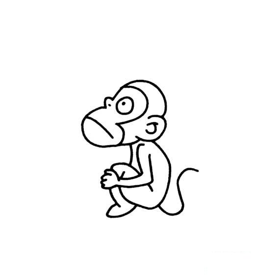 小猴子抬头的画法动物动作