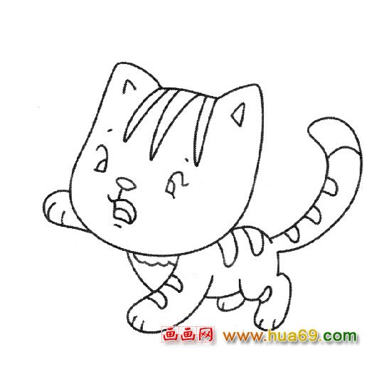 想抓东西的小猫咪简笔画1