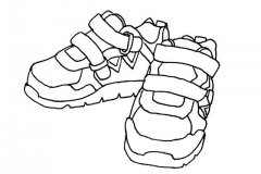 一组鞋子的线描简笔画图片素材