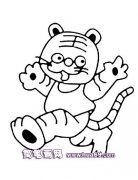 吐舌头的顽皮小老虎简笔画