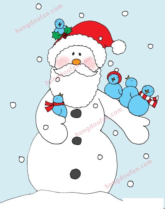 下雪 雪人简笔画大全 简笔画 第5张-红豆饭小学生简笔画大全 下雪 雪人简笔画大全 简笔画 第5张