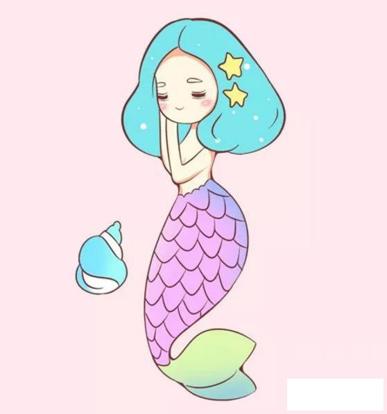 儿童画美人鱼_漂亮的美人鱼儿童简笔画步骤画法图片