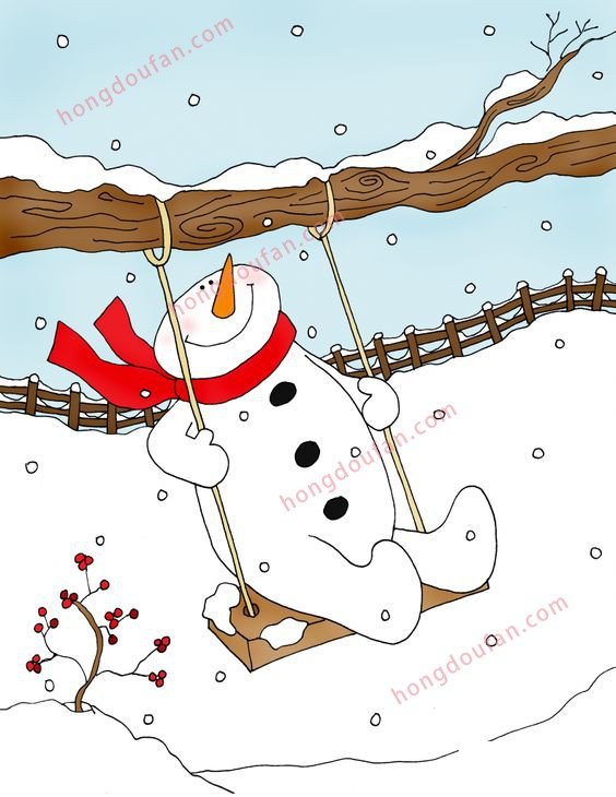 堆雪人简笔画大全 简笔画 第7张