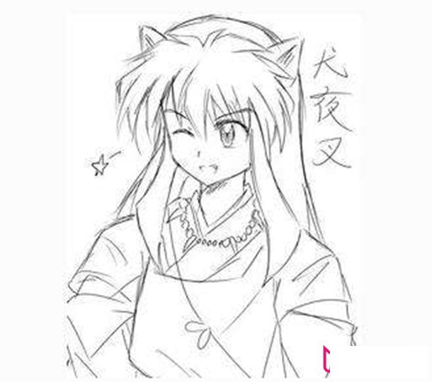 犬夜叉男主简笔画图片