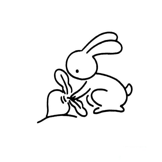 小兔子拔萝卜的画法动物动作