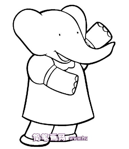 穿大褂的大象简笔画