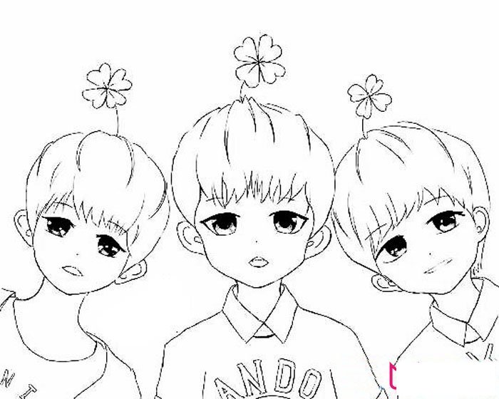 儿童人物简笔画,tfboys简笔画