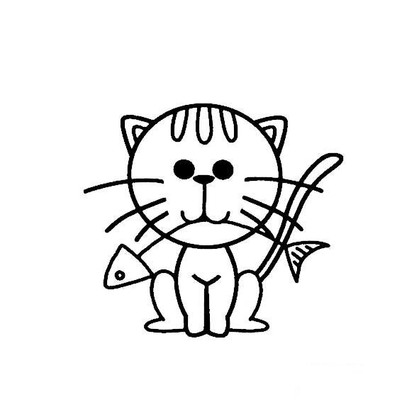 爱吃鱼的小馋猫画法