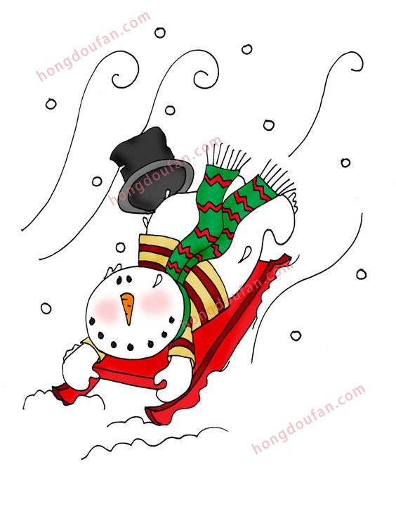 白色大雪人简笔画大全 简笔画 第6张