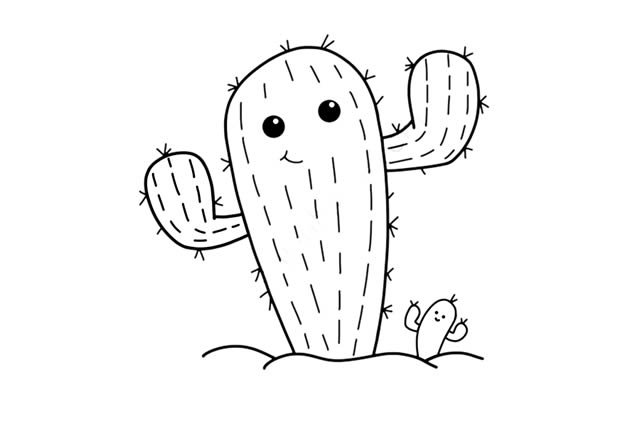 卡通仙人掌简笔画步骤画法图片