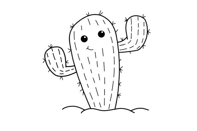 卡通仙人掌简笔画步骤画法图片