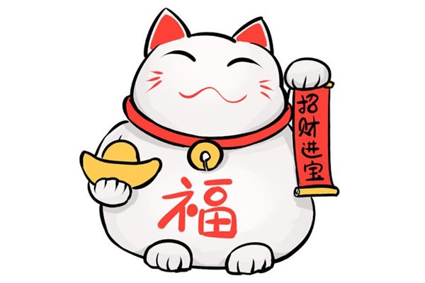 招财猫简笔画步骤图
