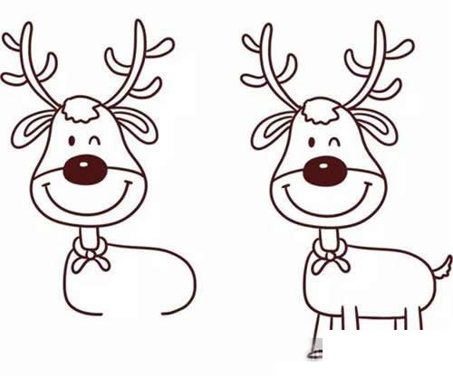 圣诞麋鹿简笔画步骤教程