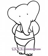 散步的大象简笔画