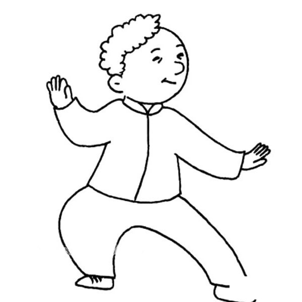 打太极的爷爷简笔画步骤图片