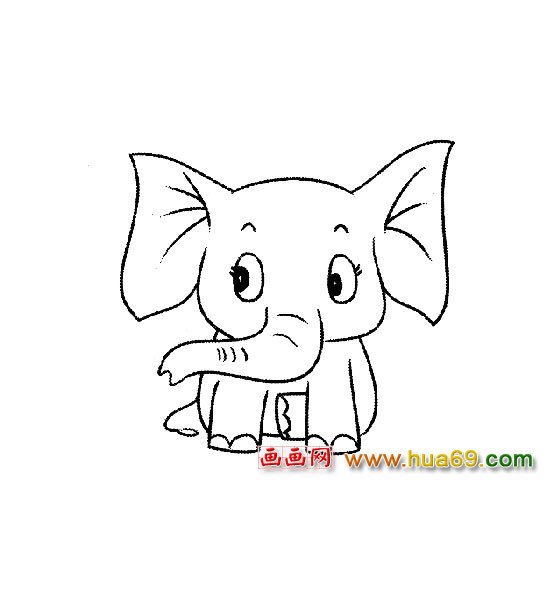 可爱的大象（简笔画）2