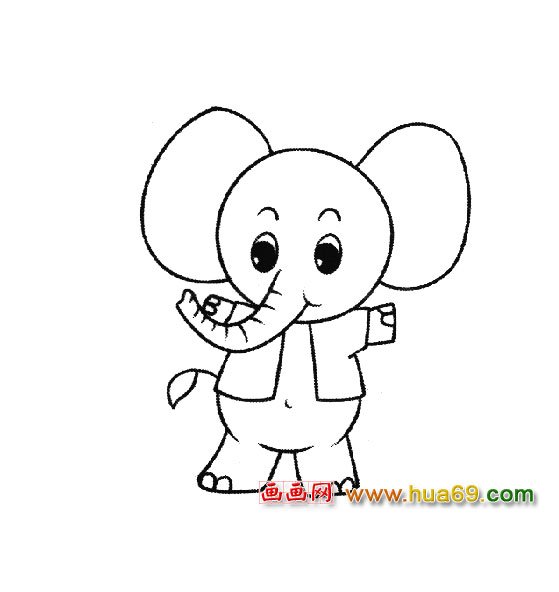穿服的大象【简笔画】1