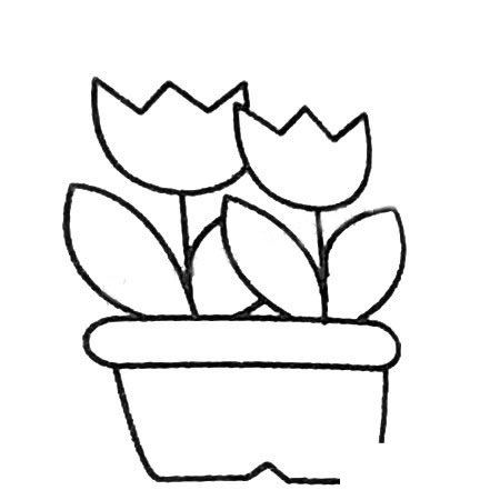 漂亮的花朵盆景简笔画大全