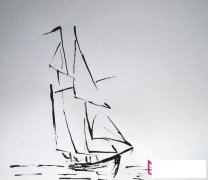 漂泊在大海上的帆船,风景简笔画