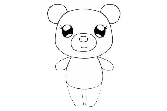 可爱的小熊姑娘简笔画画法步骤图片
