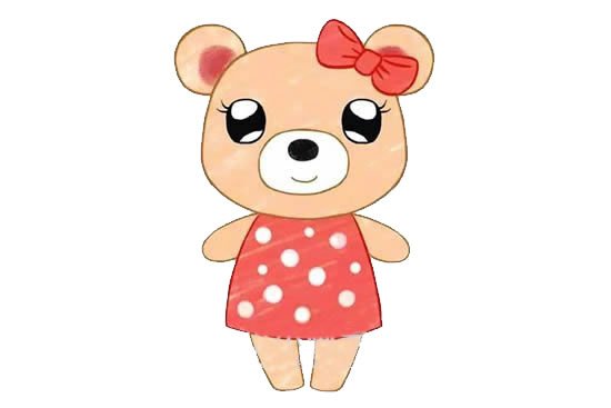 可爱的小熊姑娘简笔画画法步骤图片