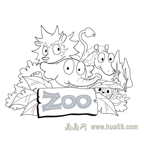 儿童简笔画作品:很多的小动物