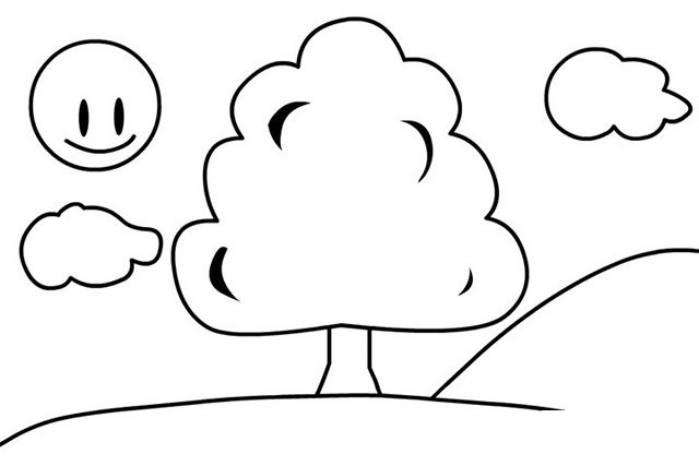 大树风景简笔画图片1