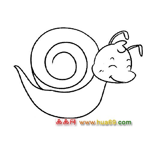 动物简笔画：可爱的小蜗牛