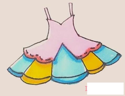 彩色背带舞裙怎么画简单漂亮