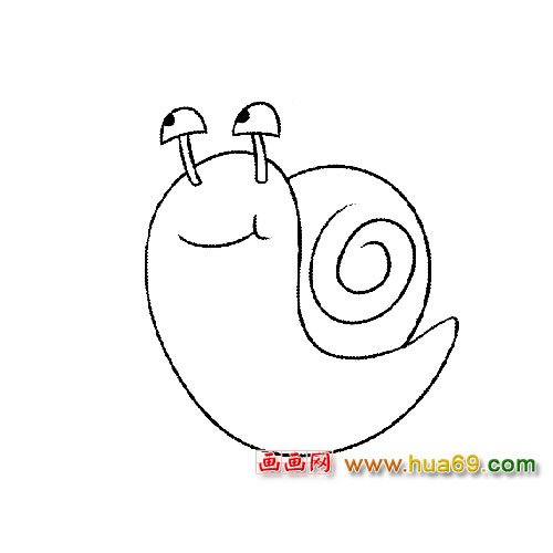 搞怪的小蜗牛简笔画