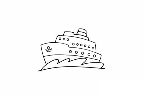 轮船/游轮简笔画图片步骤五