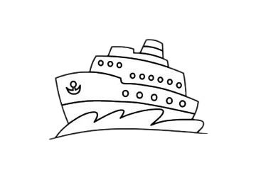轮船/游轮简笔画图片步骤四