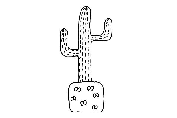 仙人掌盆栽简笔画