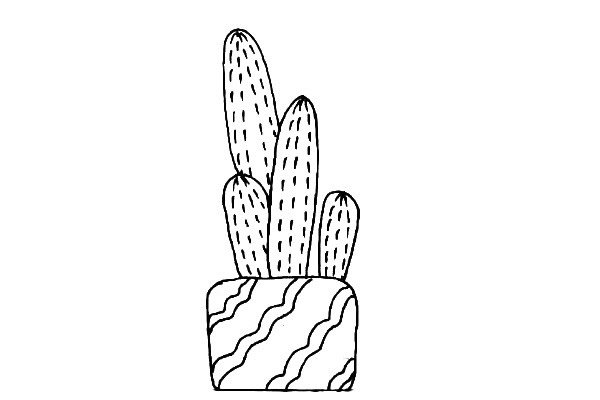 仙人掌盆栽简笔画