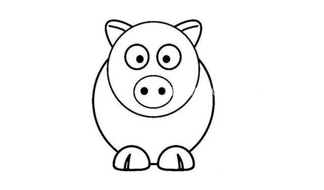 小红猪简笔画步骤画法