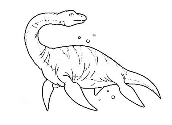 水中的恐龙蛇颈龙简笔画图片