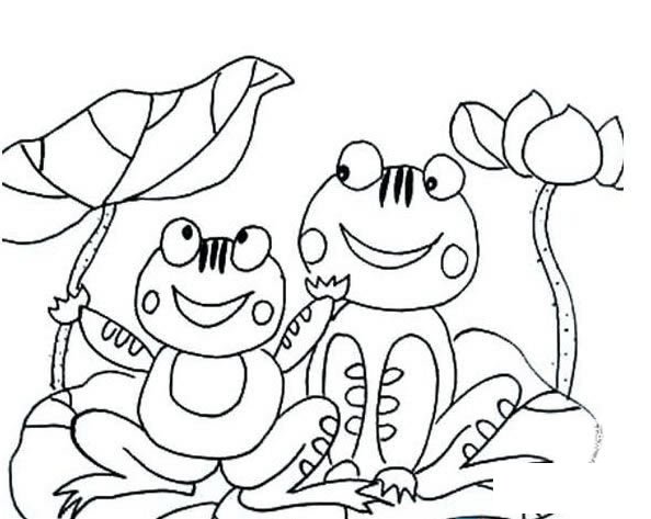 青蛙简笔画图片大全_蹲在荷叶上的可爱青蛙简笔画画法图片