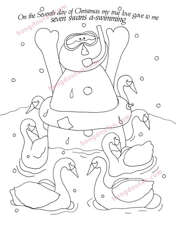 雪人以及圣诞节简笔画涂色图案大全 涂色图片 第10张