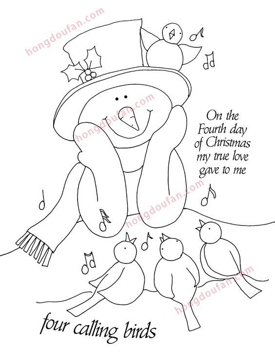 雪人以及圣诞节简笔画涂色图案大全 涂色图片 第9张