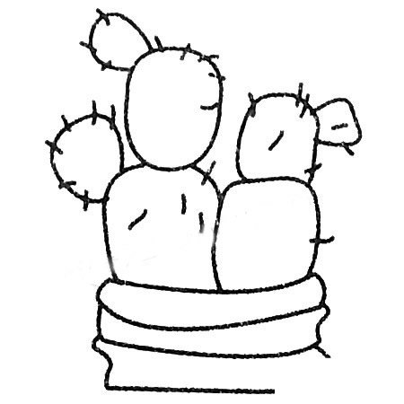 仙人掌盆栽简笔画图片