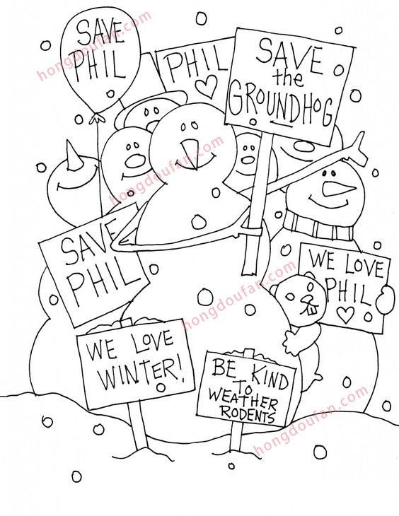 雪人以及圣诞节简笔画涂色图案大全 涂色图片 第4张