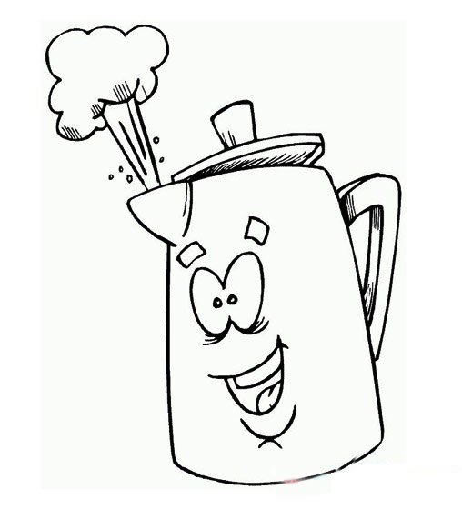 卡通烧开的水壶简笔画图片