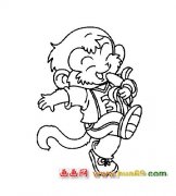 吃香蕉的猴子简笔画1