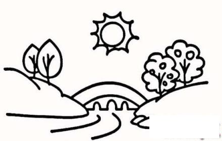 春天风景简笔画图片