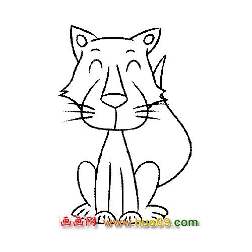 蹲着的大灰狼│简笔画2