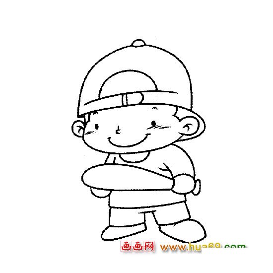 打棒球小男孩简笔画