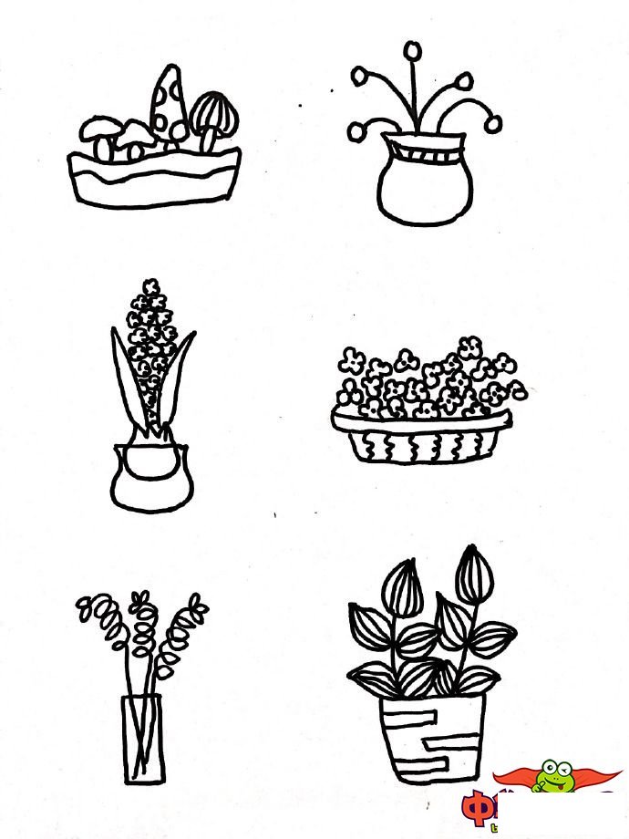 幼儿植物简笔画大全,各种盆栽植物简笔画