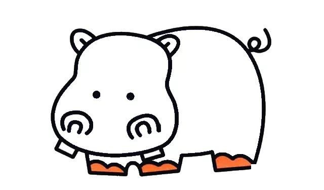 河马简笔画步骤图