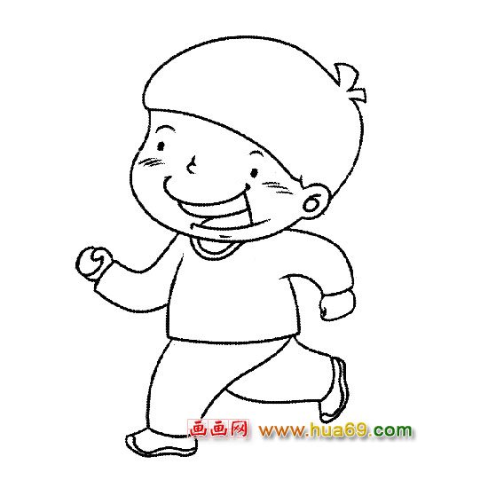 奔跑的小男孩简笔画
